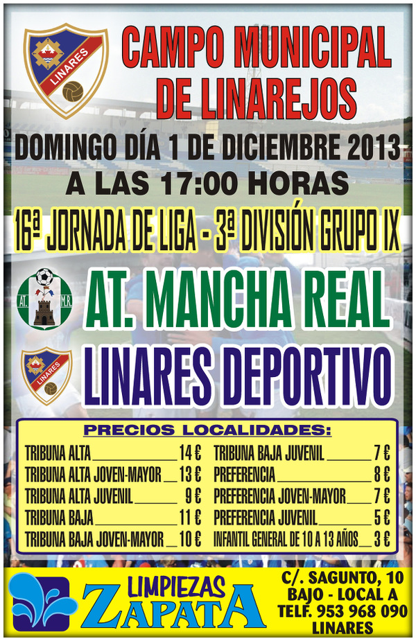 Cartel oficial partido Linares Deportivo - Atlético Mancha Real - 1dic2013