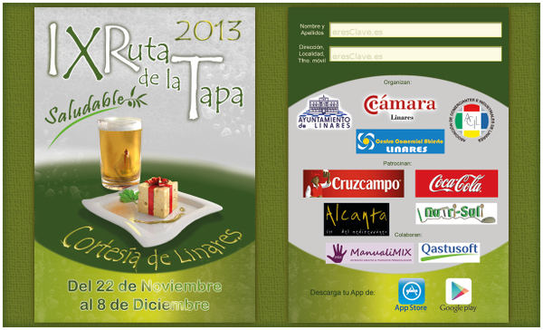 Portada IX Ruta de la Tapa Saludable de Linares 22 de noviembre al 8 de diciembre de 2013