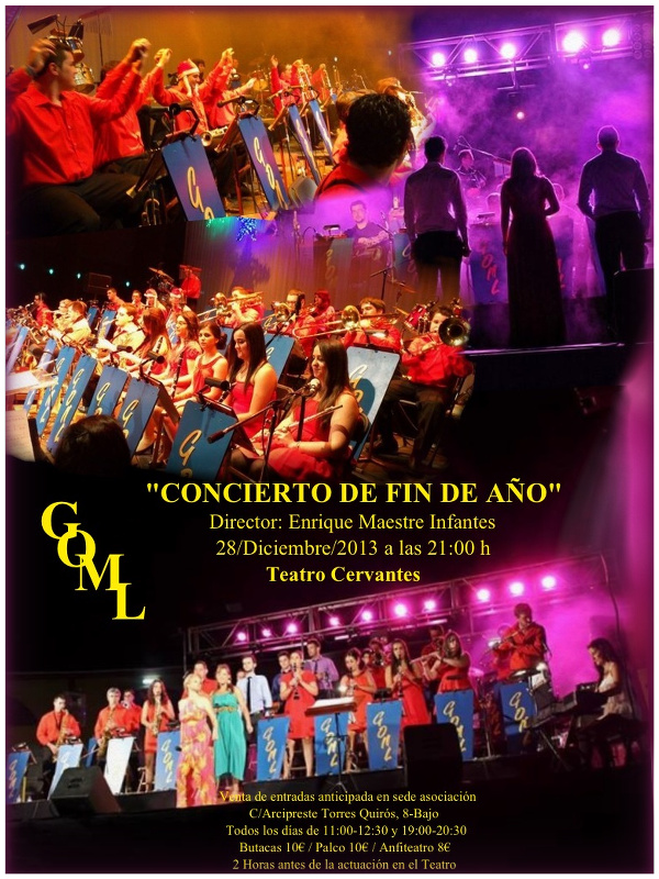 Cartel del concierto de fin de año de la Gran Orquesta de Música Ligera de Linares