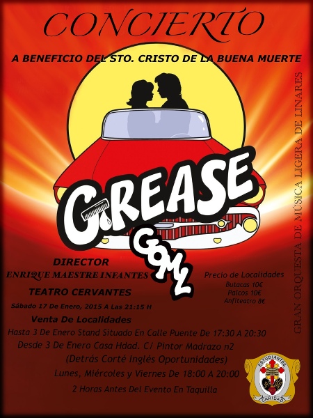 cartel de Grease en el Teatro Cervantes de Linares