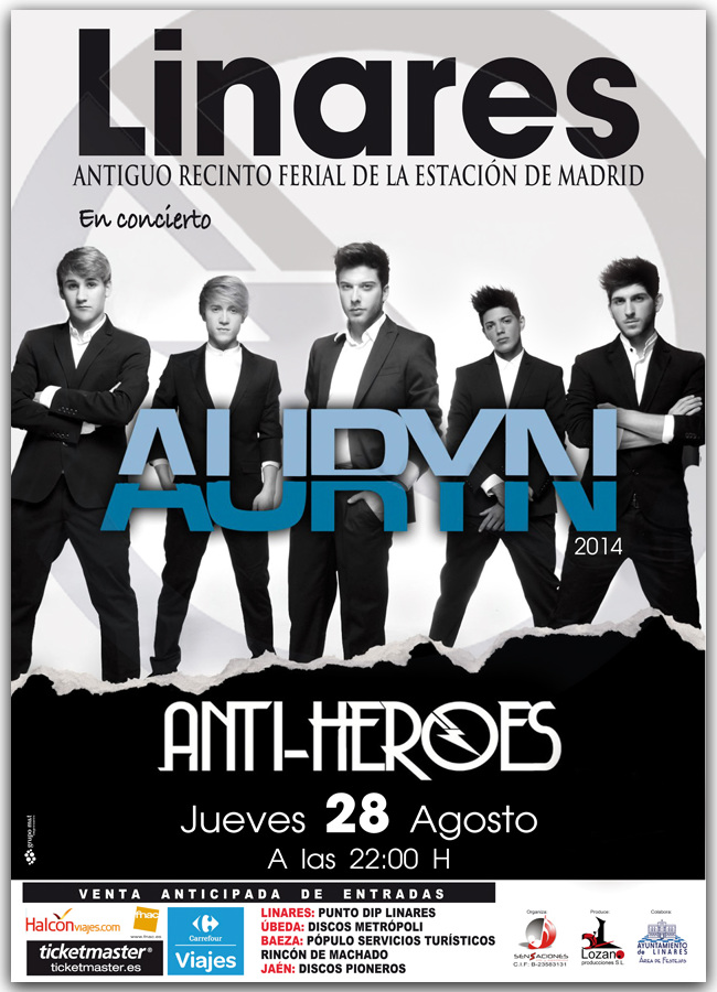 cartel oficial concierto Auryn - Feria de San Agustín - Linares 2014