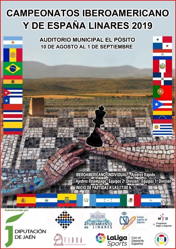 Cartel de los Campeonatos Iberoamericano y de España de Ajedrez Linares 2019