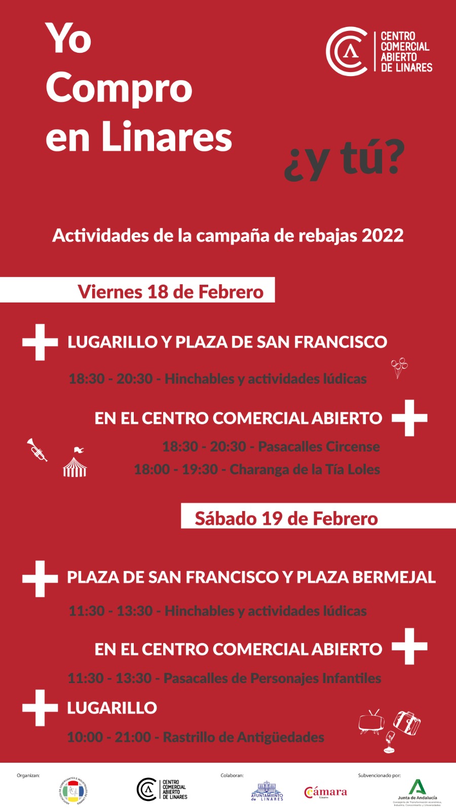 Cartel de las actividades de las Mega Rebajas del Centro Comercial Abierto de Linares